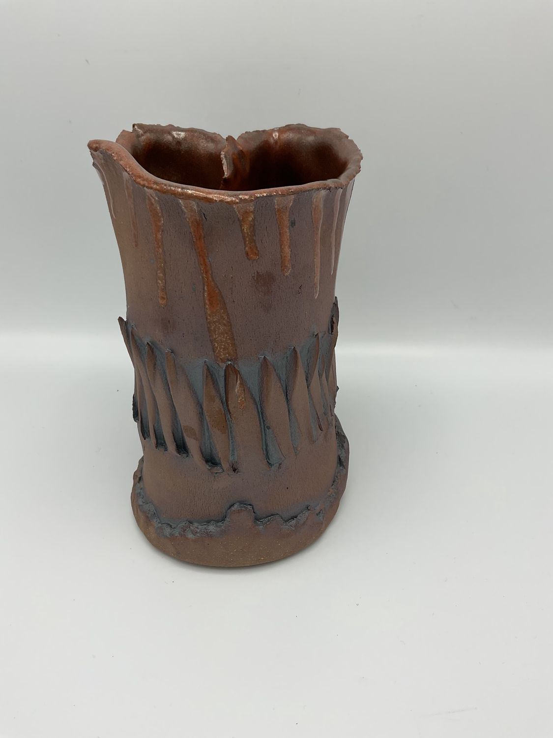 Organic Modernist Form Drip Glaze Vase
