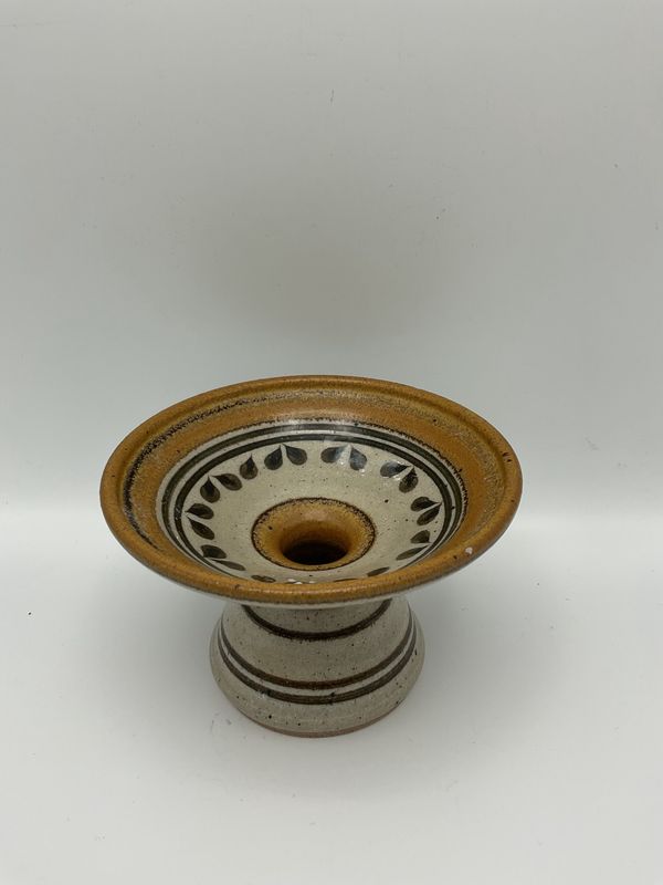 Leaf Motif Handmade Rustic Glaze Candle Holder