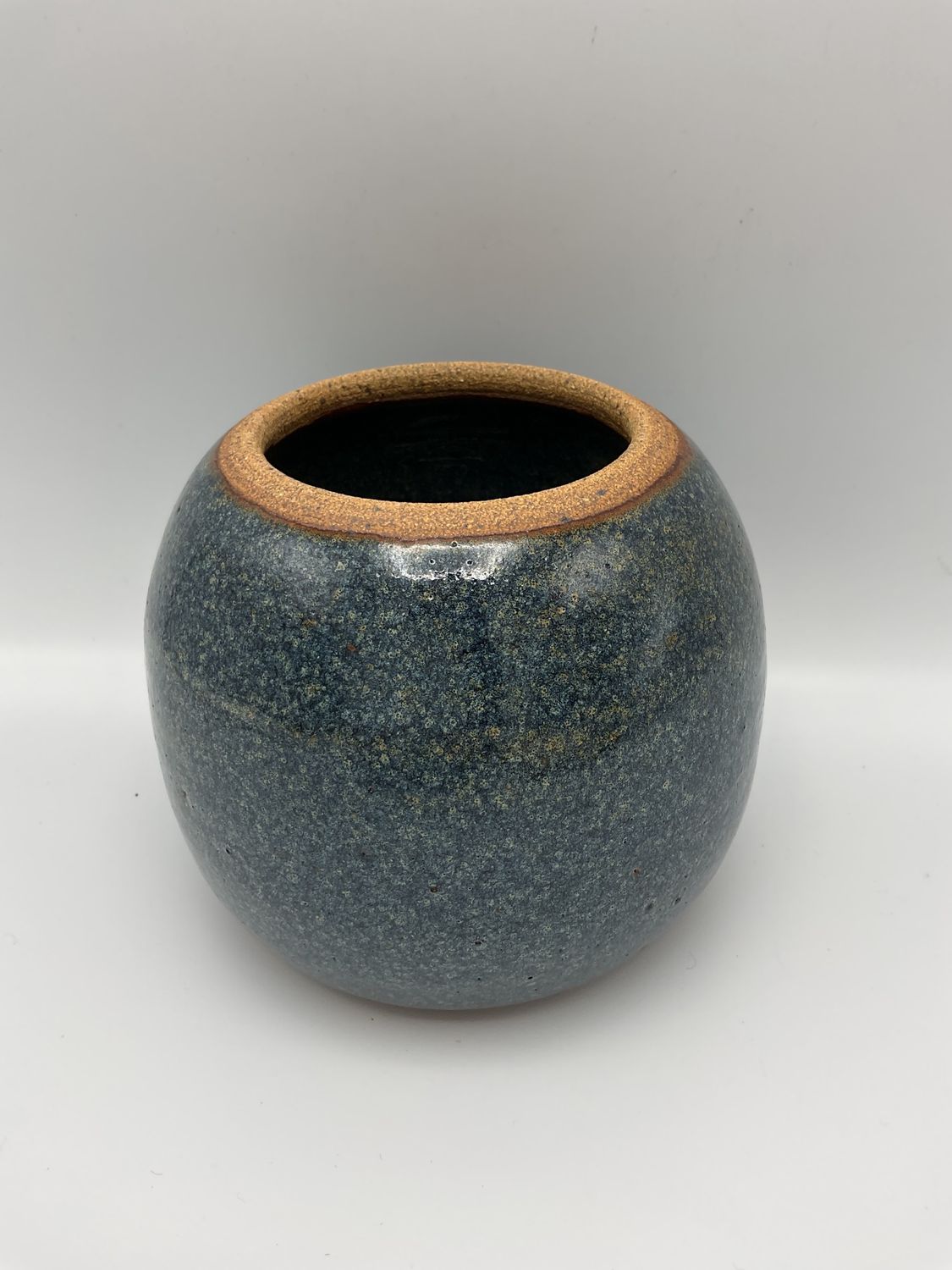 Kelly McCarty Blue Speckled Raw Rim Round Vase