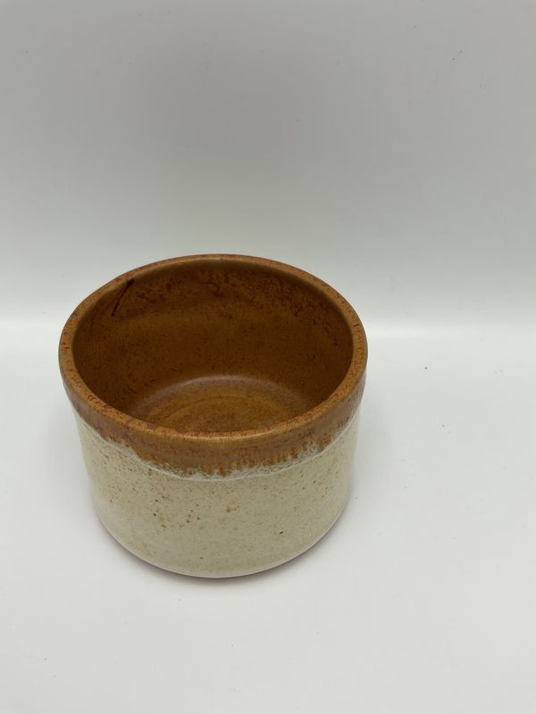 Kelly McCarty cream &amp; brown tea bowl