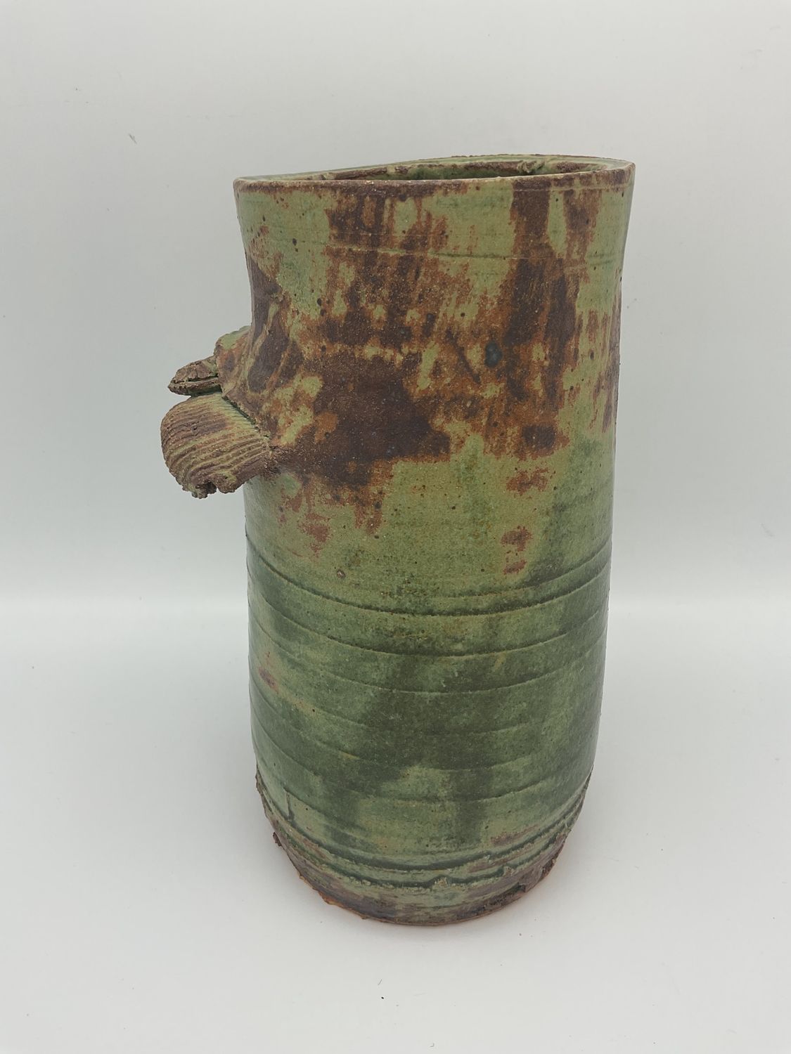 Kelly McCarty Rustic Cylinder Green Vase