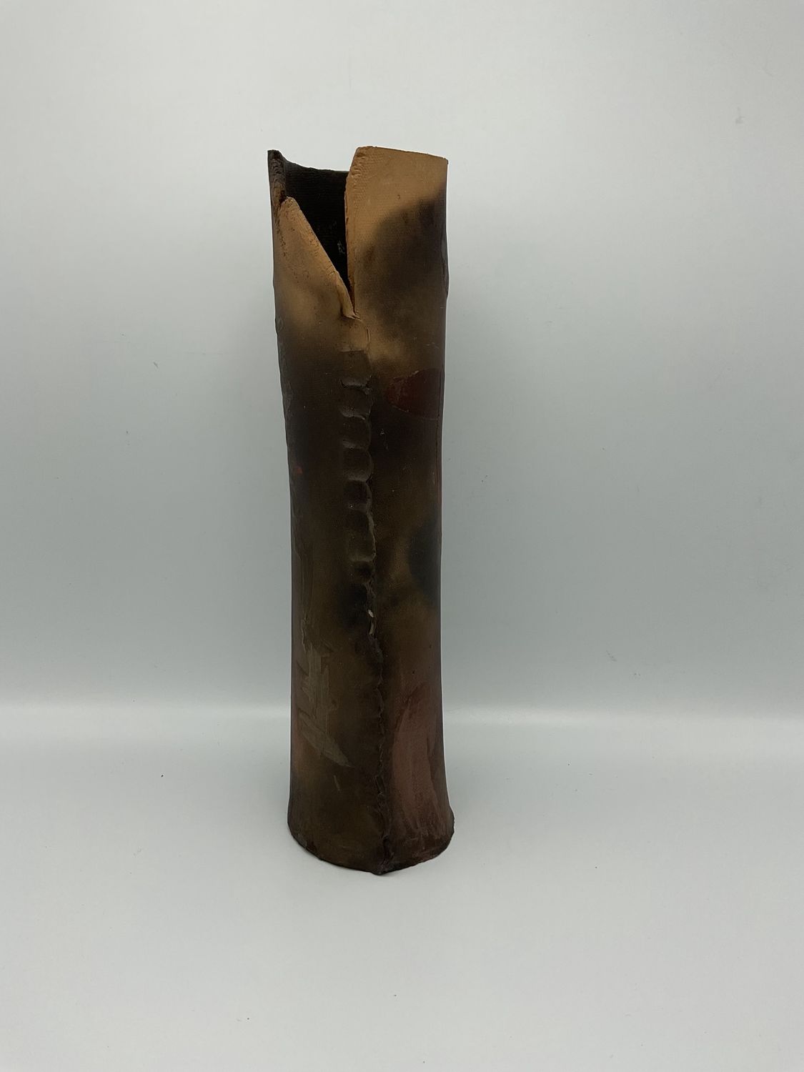 Kelly McCarty Abstract Raku Cylinder Vase