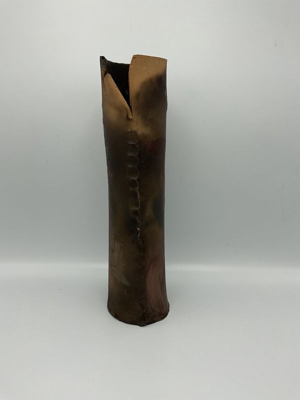 Kelly McCarty Abstract Raku Cylinder Vase