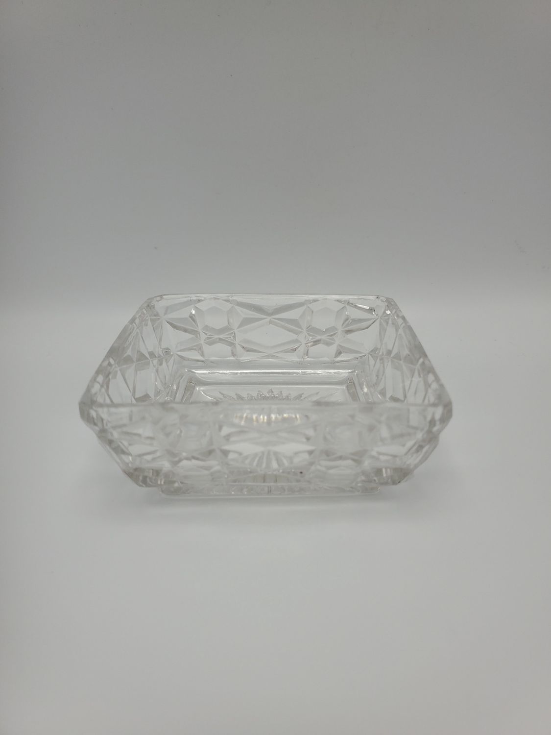 Square Vintage Cut Glass Trinket Dish