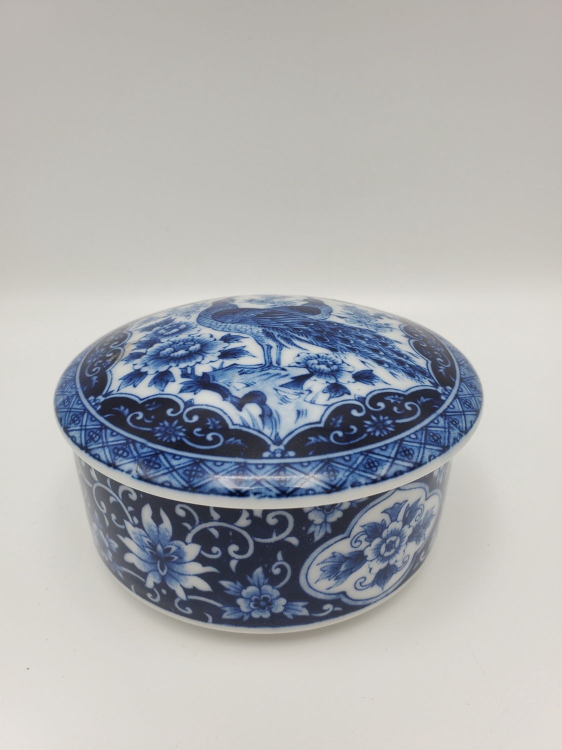 Peacock Vintage Ceramic Jewelry Box