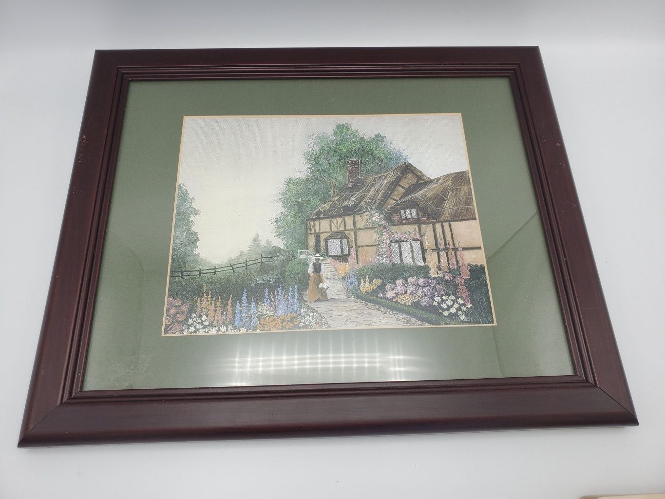 Embroidery Framed Cottage Garden