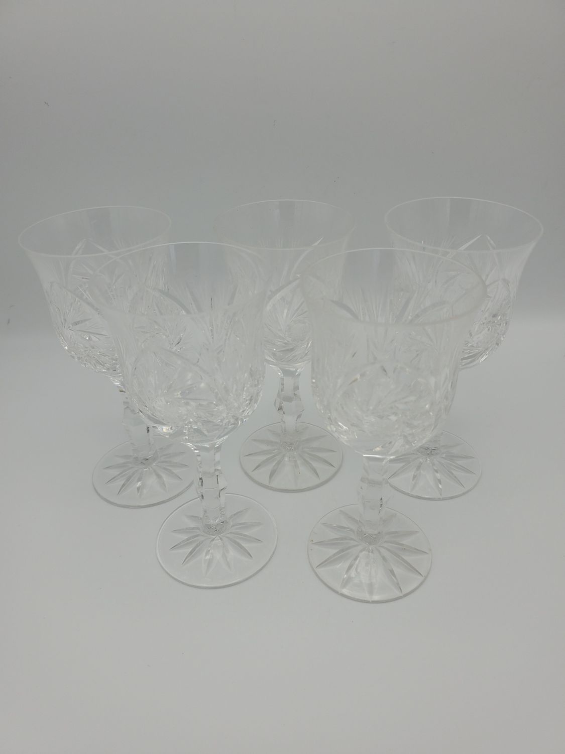 Cut crystal wine glass, base etched