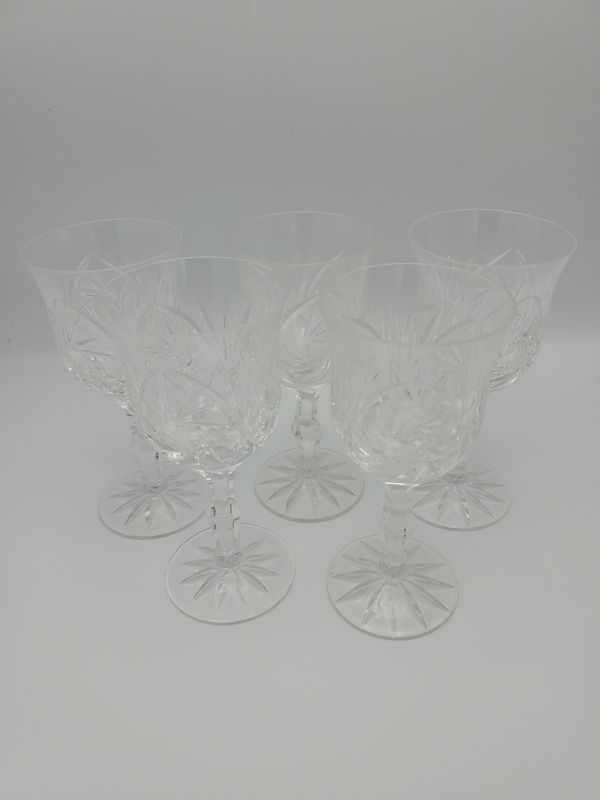 Cut crystal wine glass, base etched
