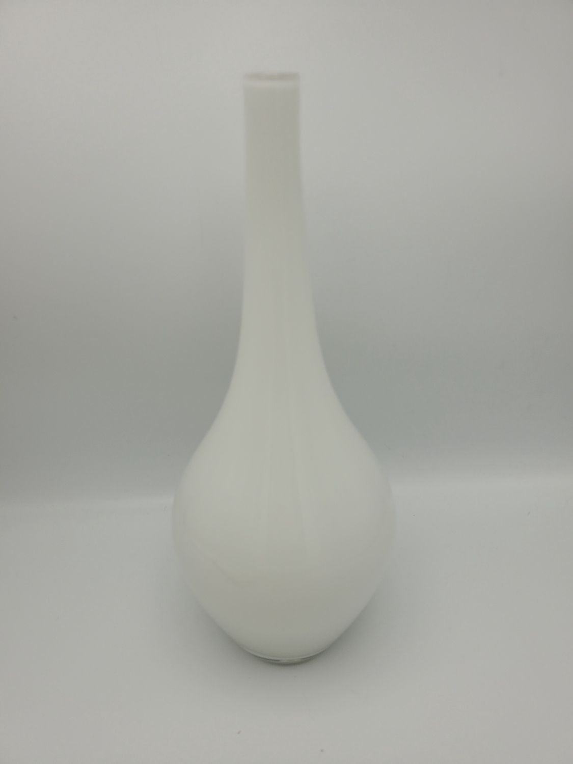 Modern Blown Glass White Teardrop Vase