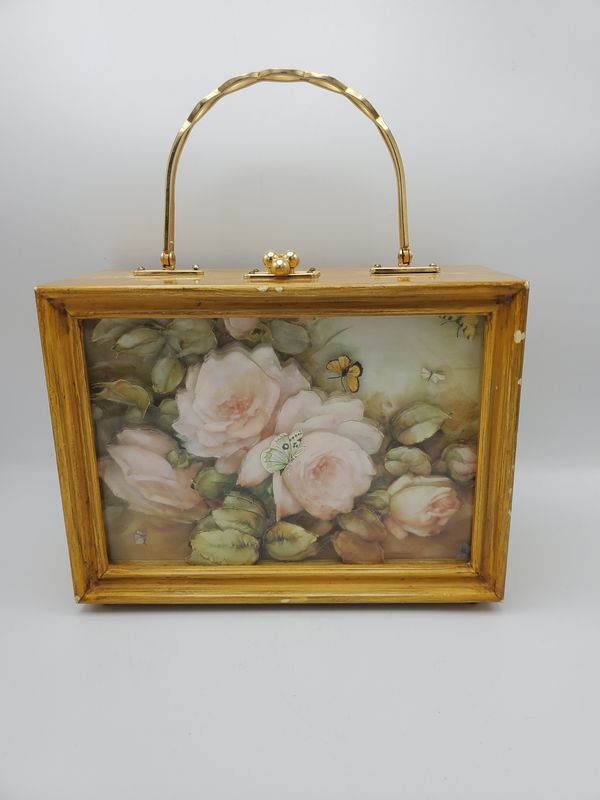 Eunice Shirk Vintage Roses Wood Box Purse
