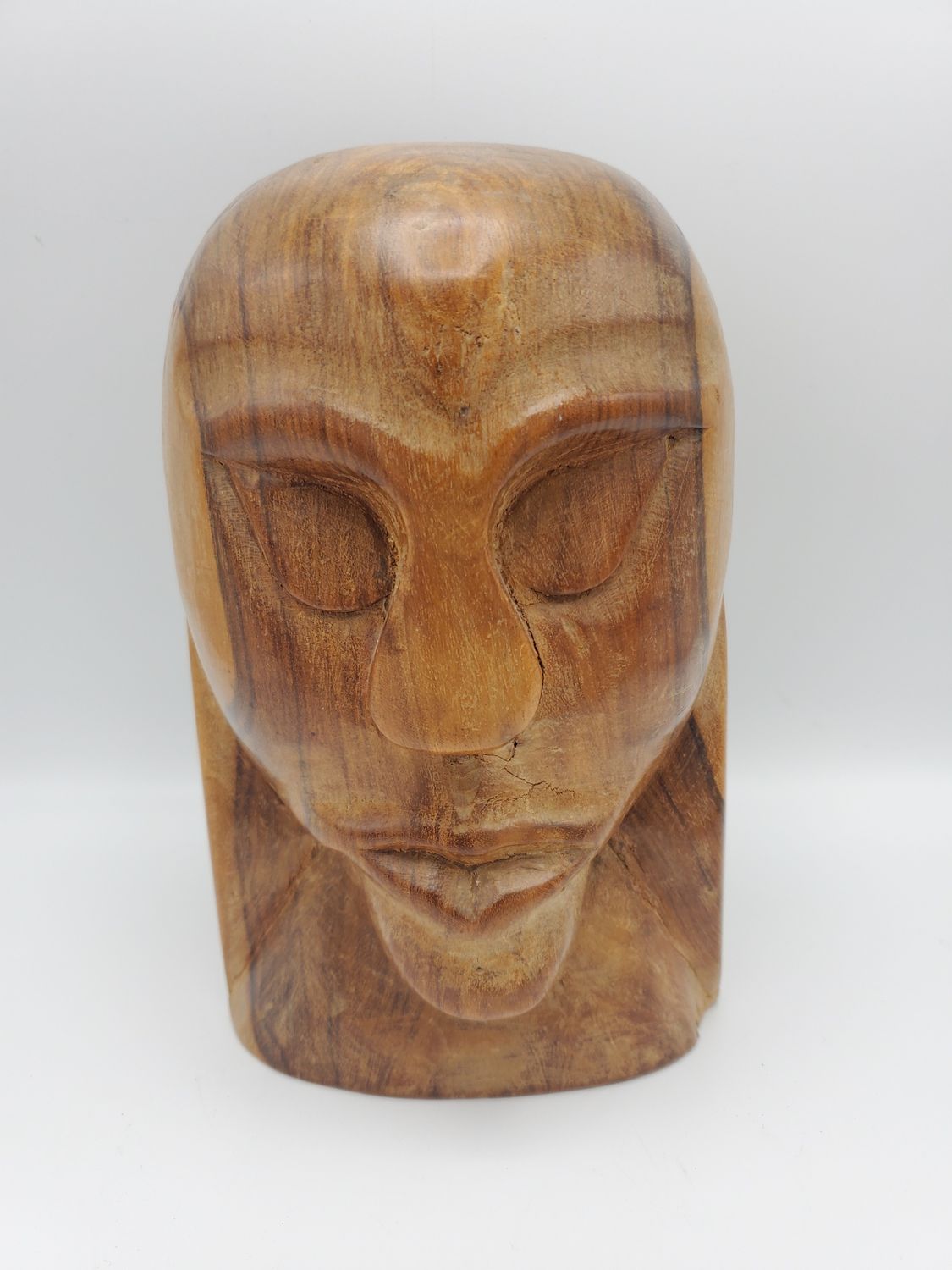 Tribal hand carved wooden bust