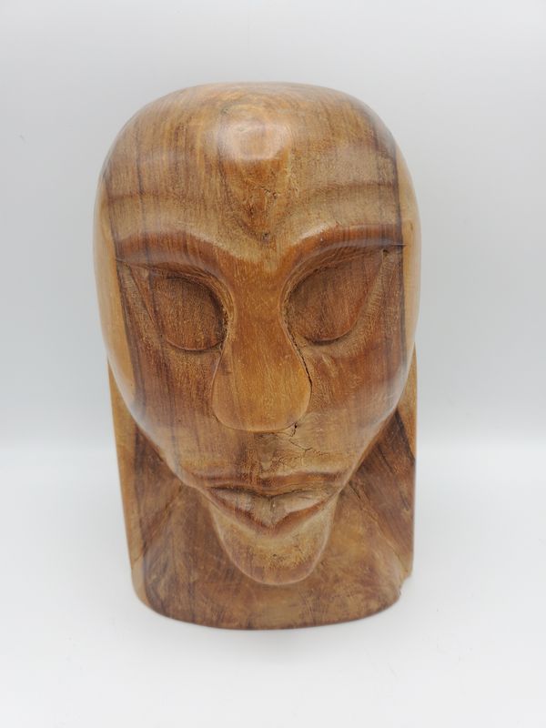 Tribal hand carved wooden bust