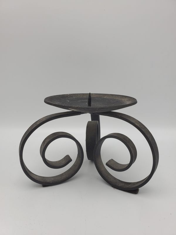 Wrought iron curled 3 foot candle holder