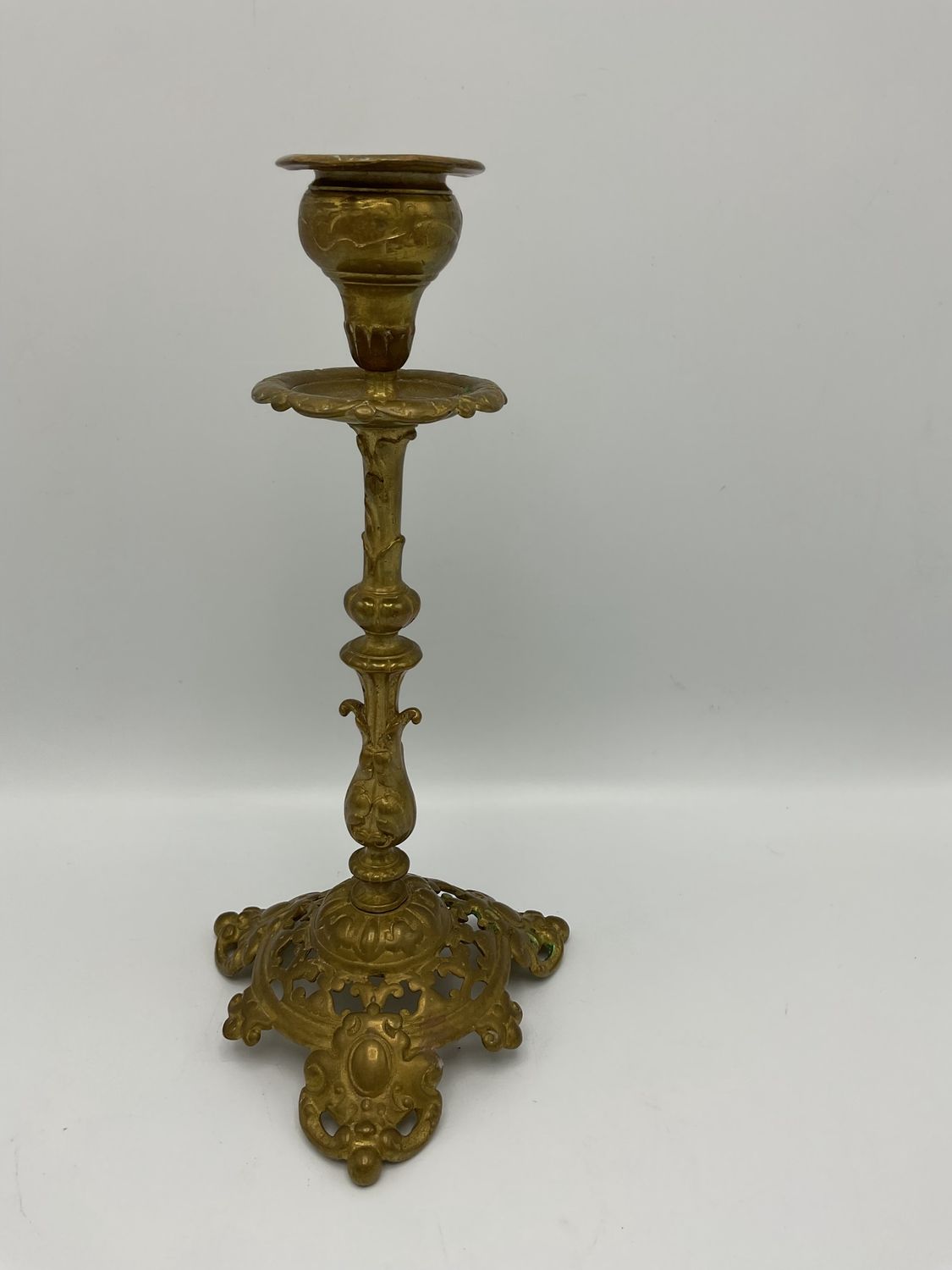 Brass tulip French candlestick holder