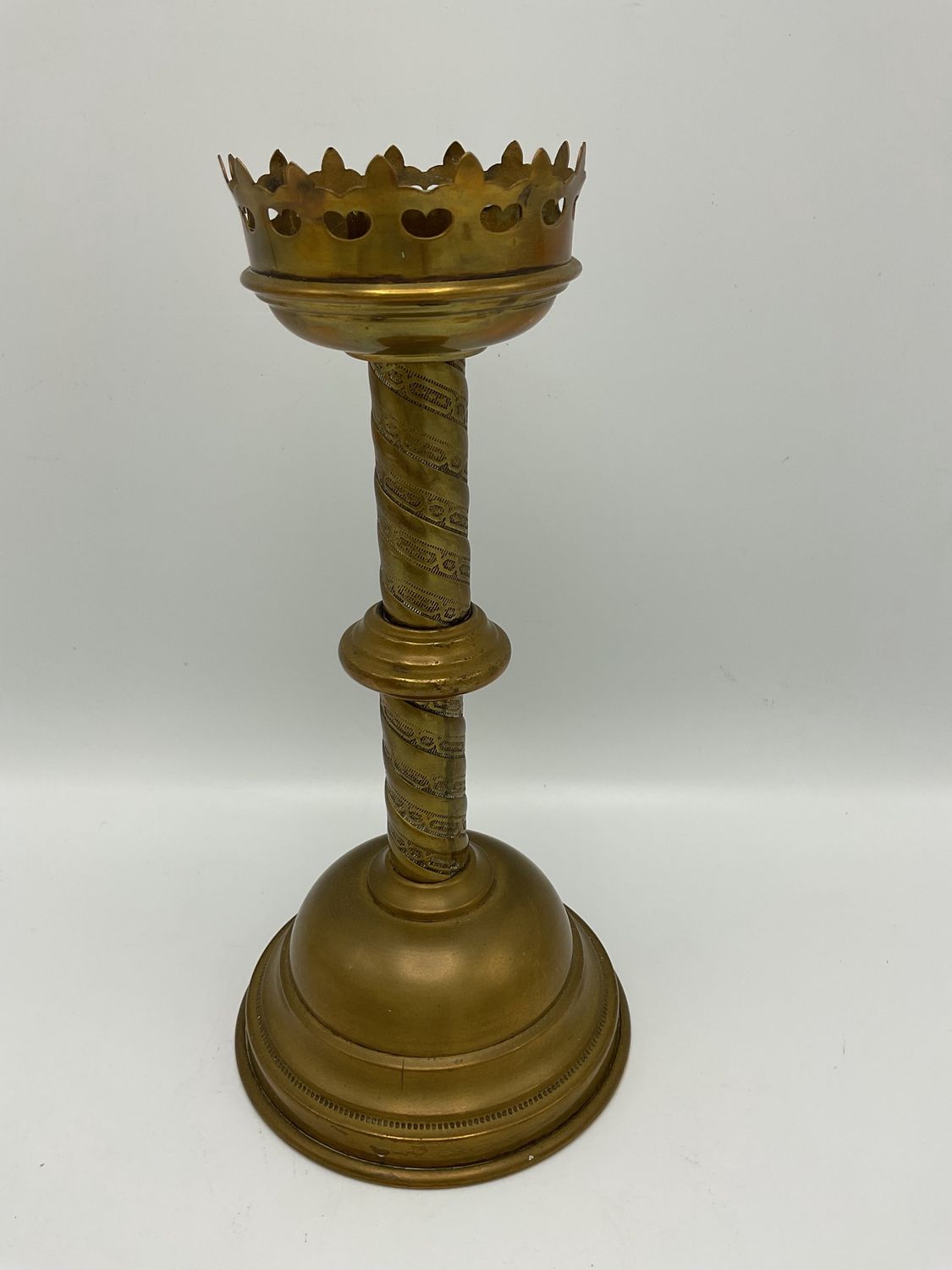 Antique Brass Crown Bobeche Candlestick