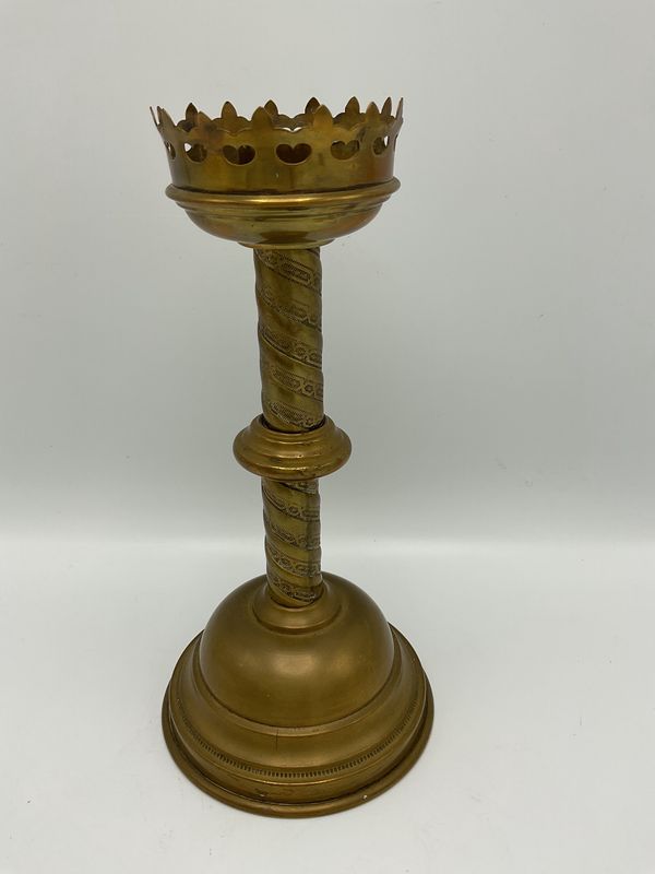 Antique Brass Crown Bobeche Candlestick