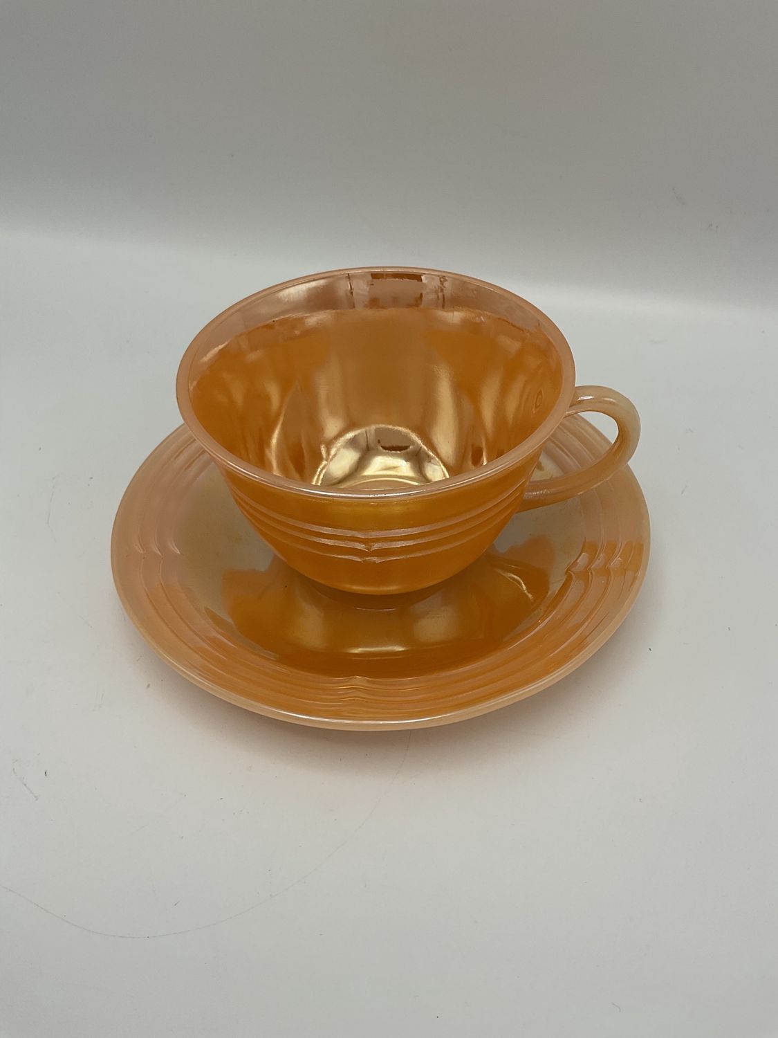 Peach Fire King teacup &amp; saucer