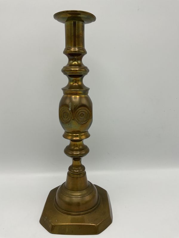 Brass Bullseye Antique Candlestick Holder