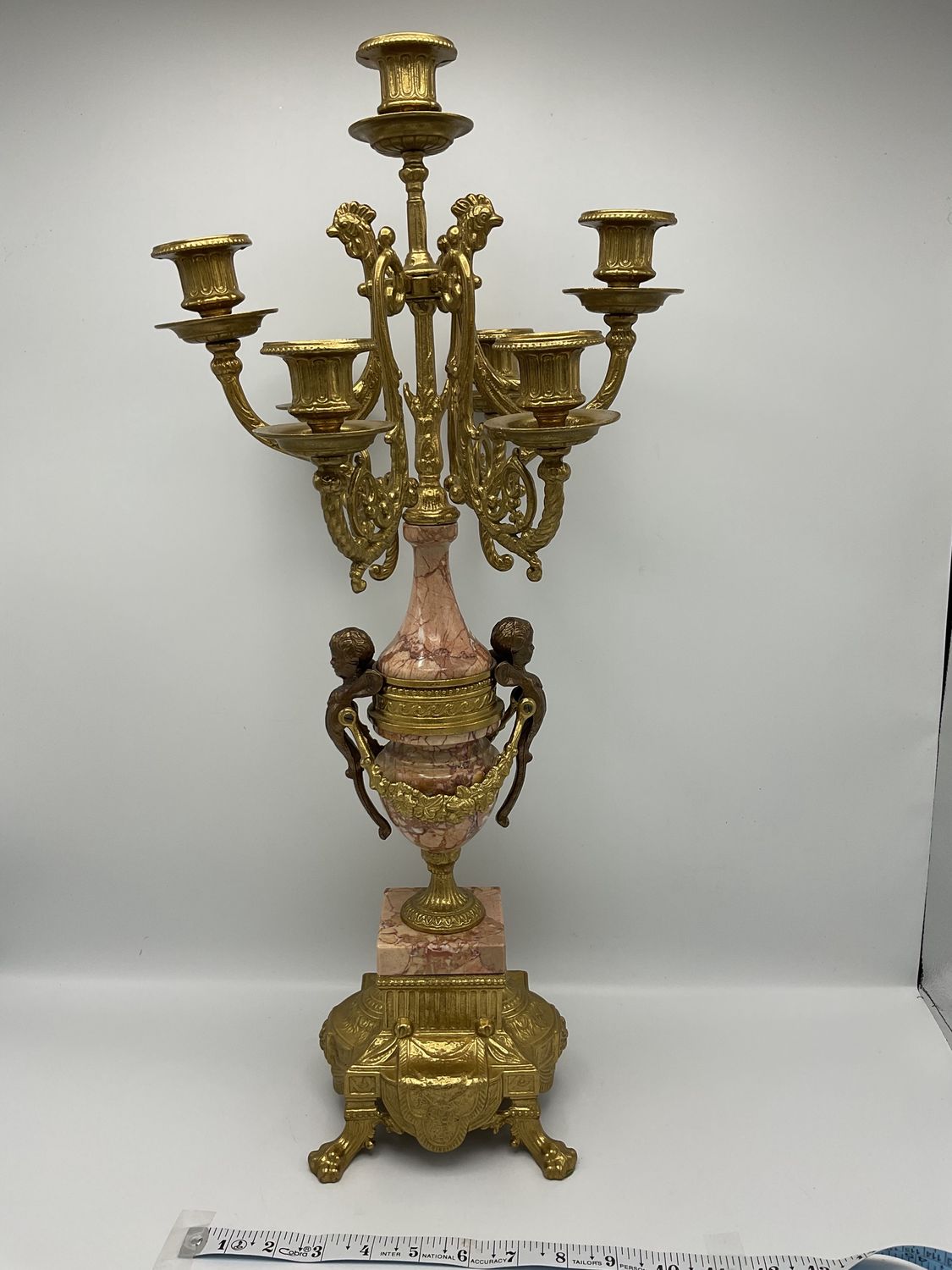 French Louis XVI Style Vintage Marble Candelabra