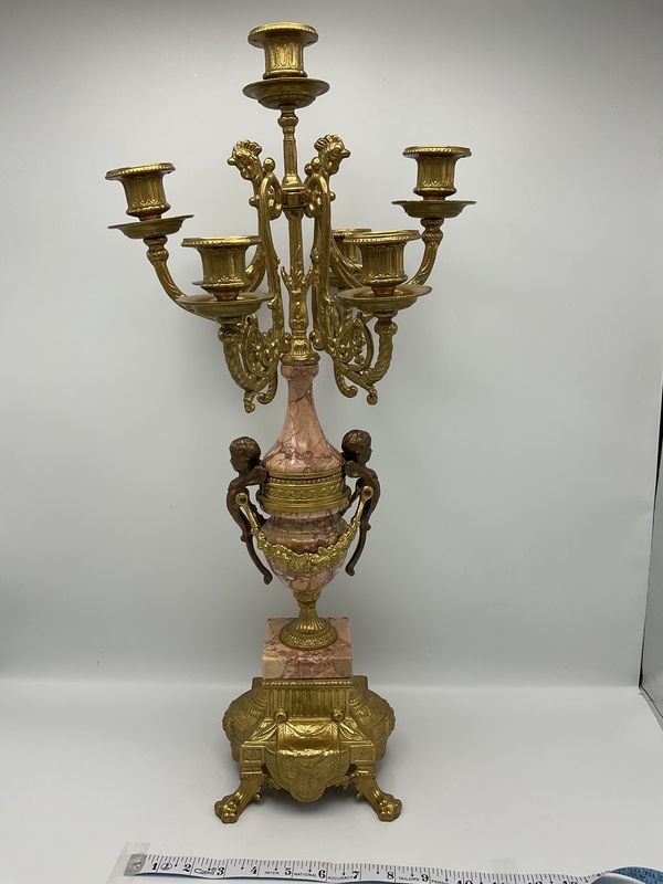 French Louis XVI Style Vintage Marble Candelabra