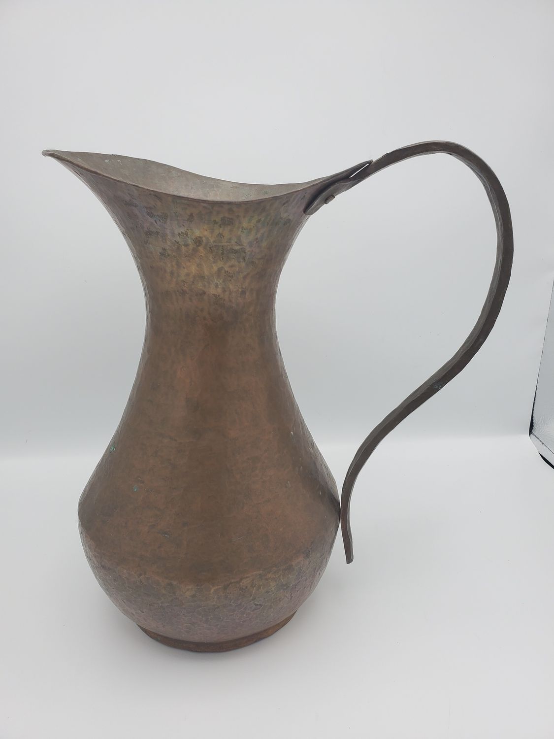 Hammered copper pitcher, 12in