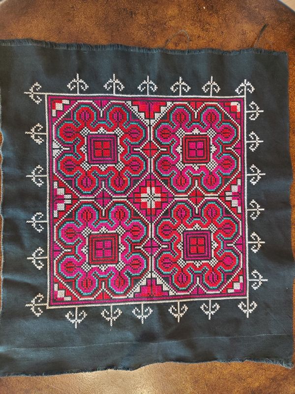 Handmade Hmong-Style Embroidered Textile 15x13
