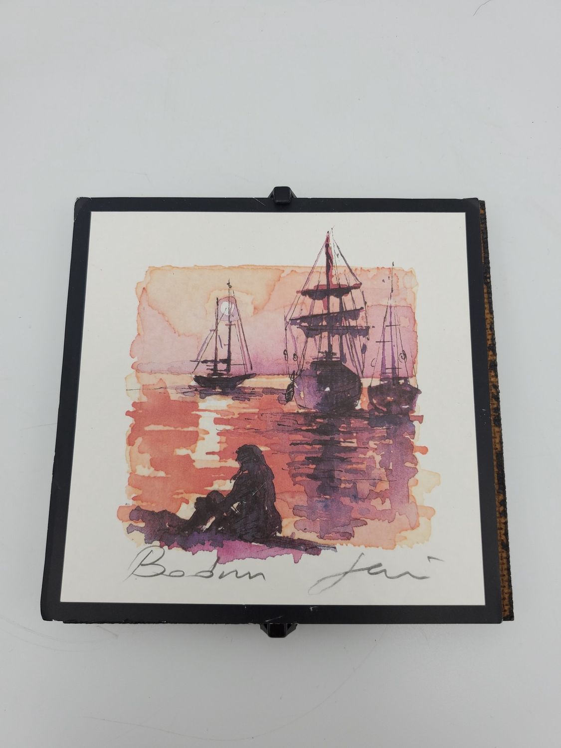 Pink sailboat water color painting