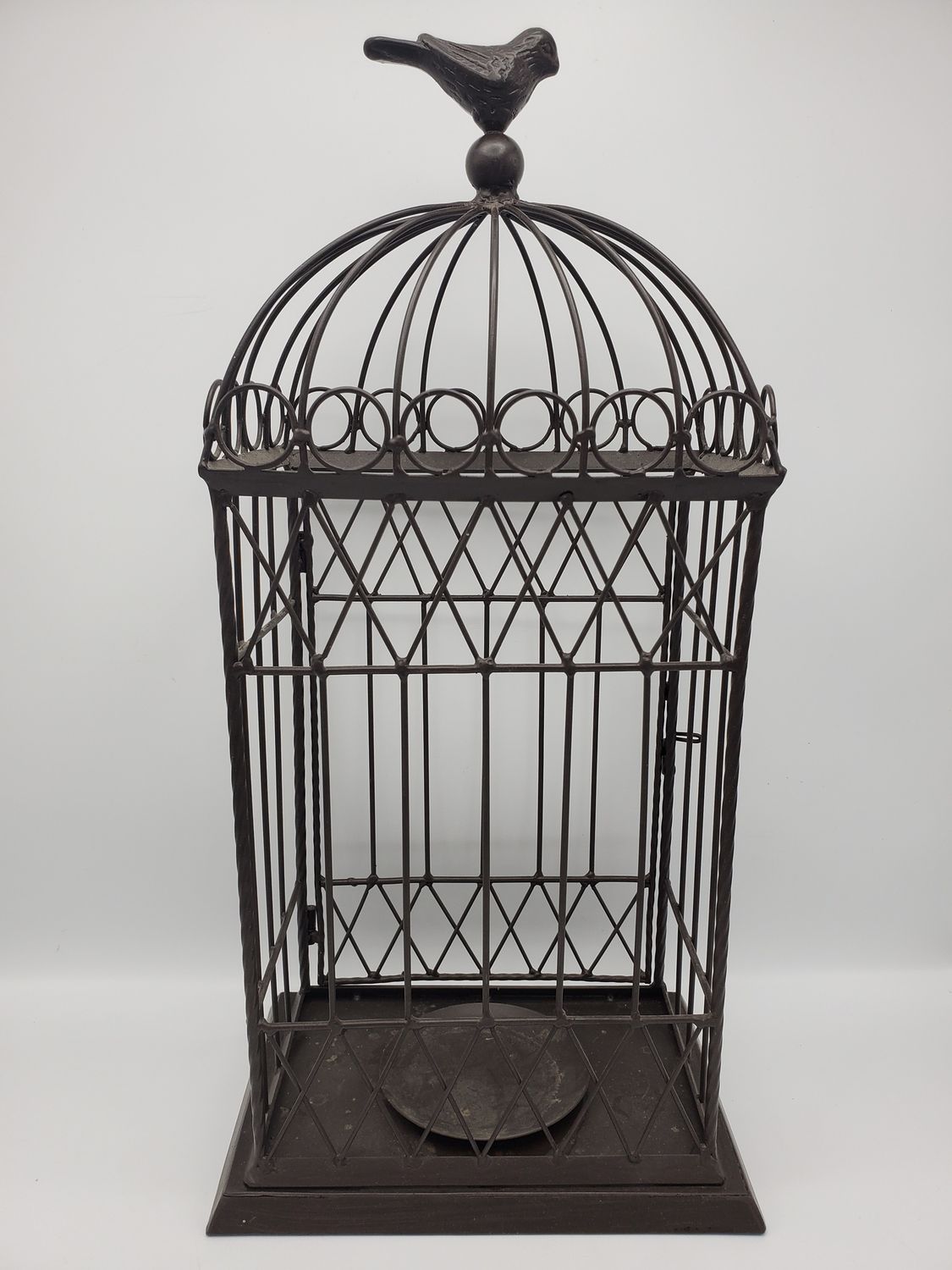 Metal Decorative Birdcage with Bird Finial