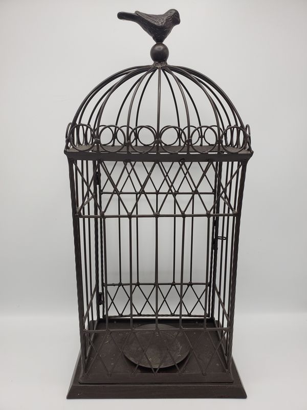 Metal Decorative Birdcage with Bird Finial