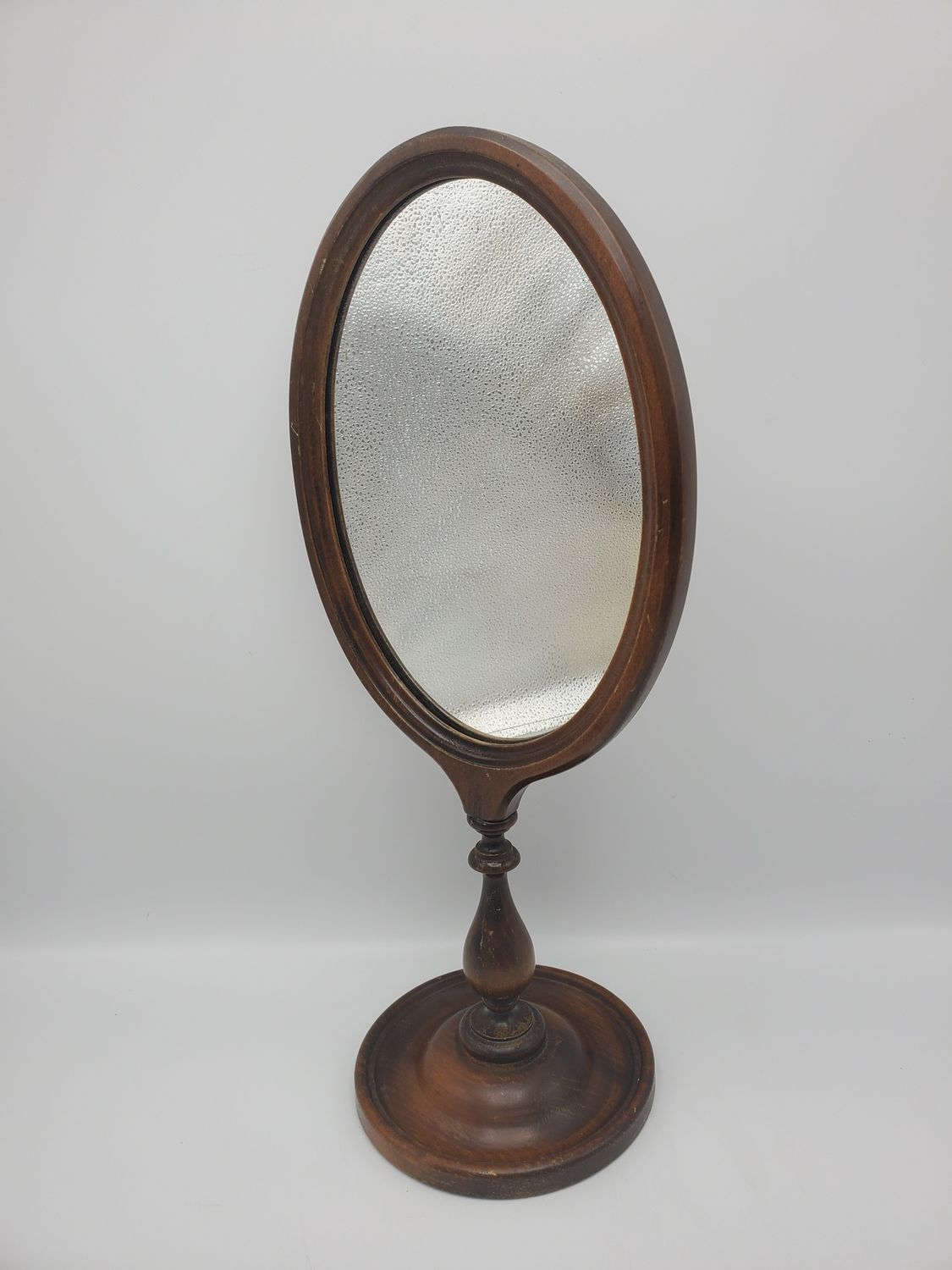 Oval Wood Antique Pedestal Mirror
