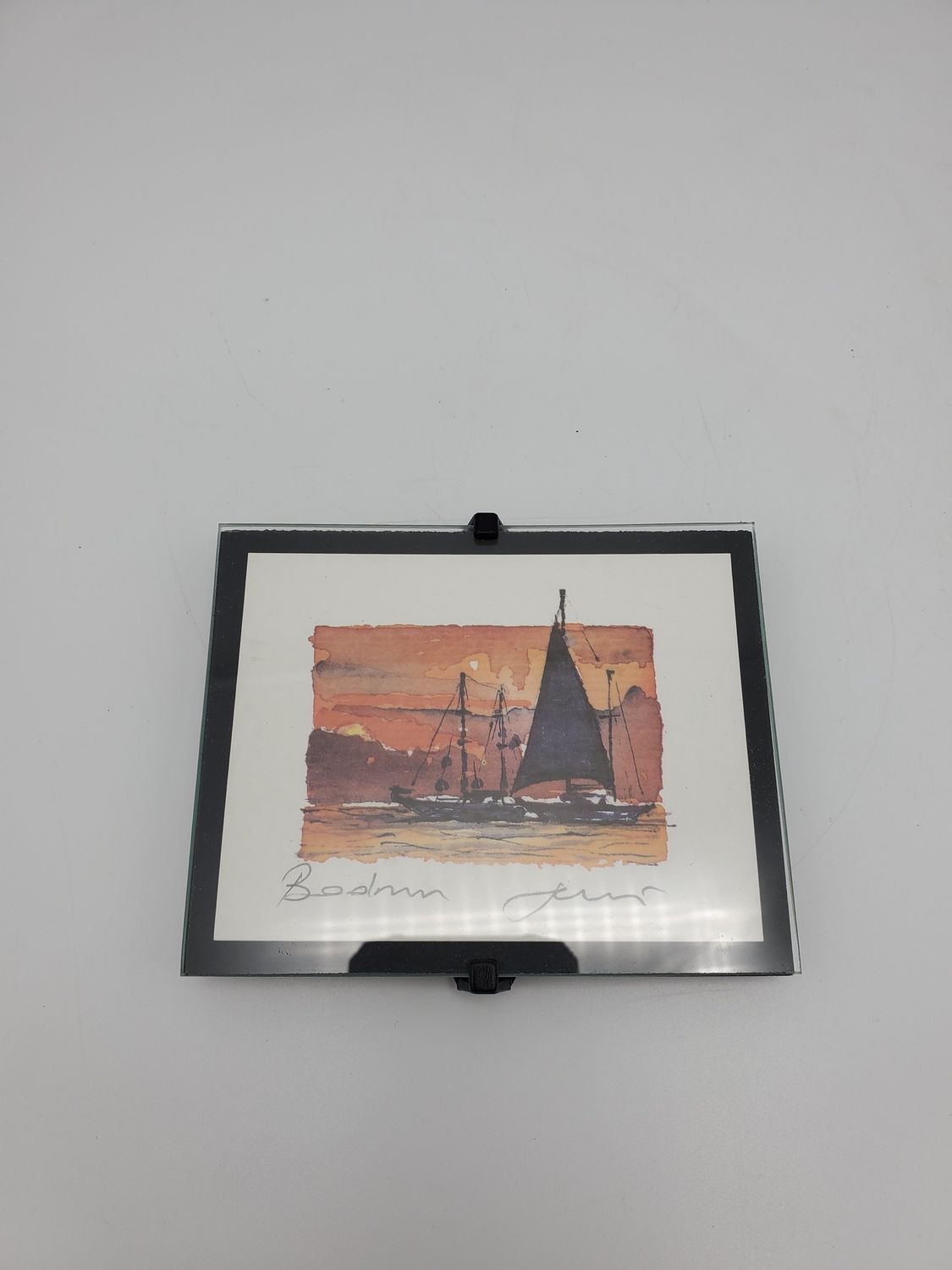 Orange sailboat water color painting