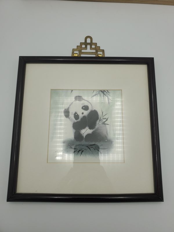 Panda watercolor framed, leaning left