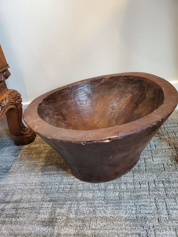Extra large hand carved wood bowl