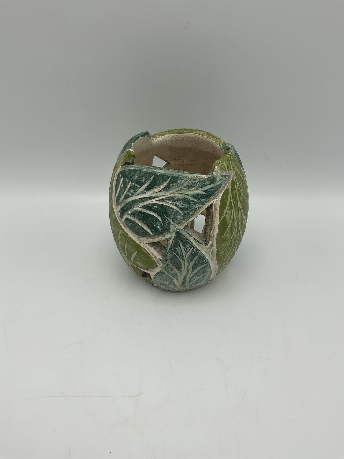 Green Small Ceramic Leaf Vase