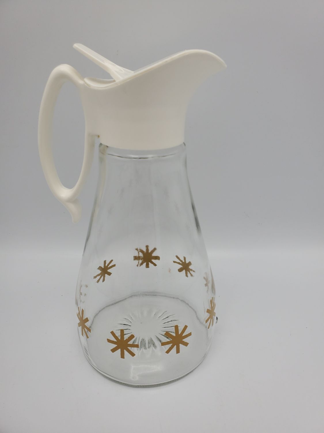 Gold star glass syrup pitcher