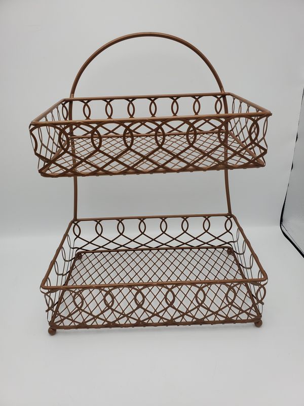 2 Tiered Vintage Square Fruit Basket
