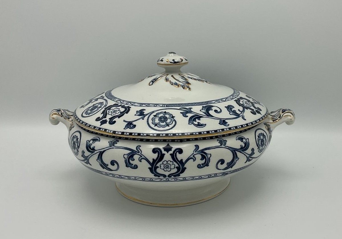 White and blue tureen