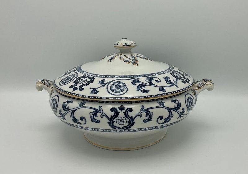 White and blue tureen
