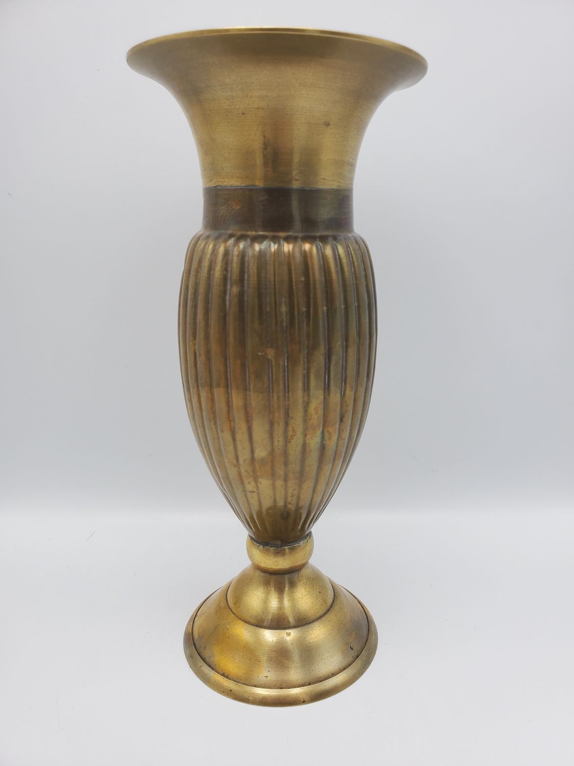 Solid Brass Vintage Fluted Urn Vase