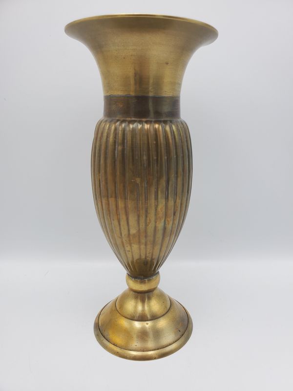 Solid Brass Vintage Fluted Urn Vase