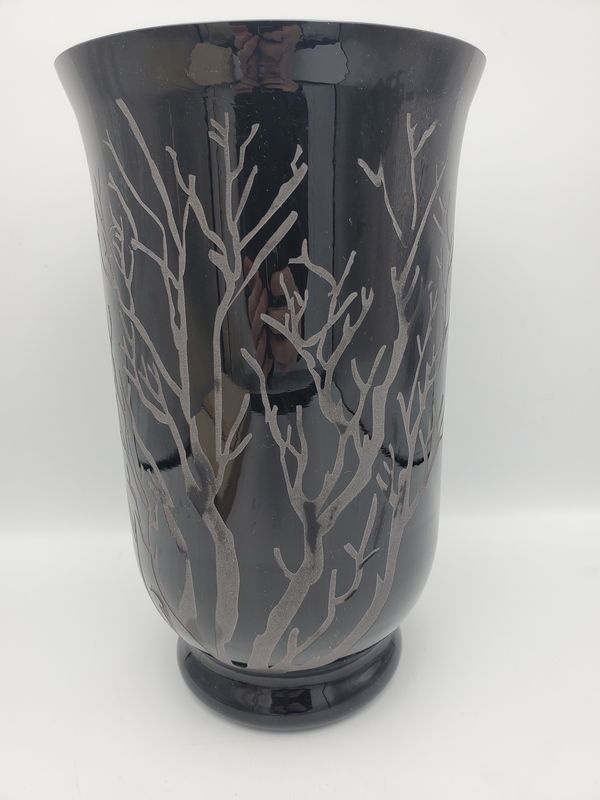 Z Gallerie Black Etched Tree Design Vase