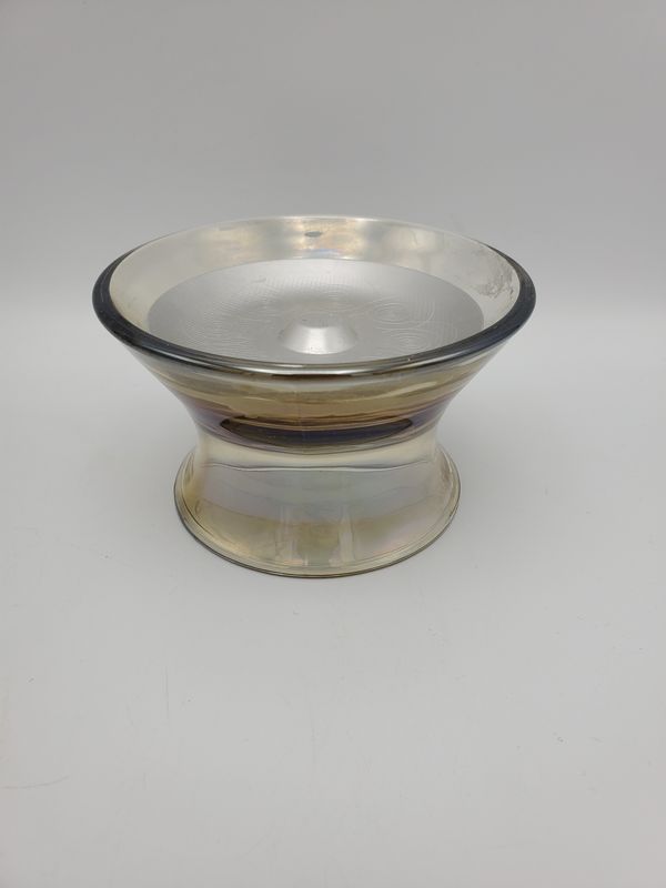 Glass Smoky Pedestal Candle Holder