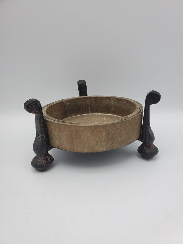 Rustic Wood &amp; Cast Iron Candle Holder