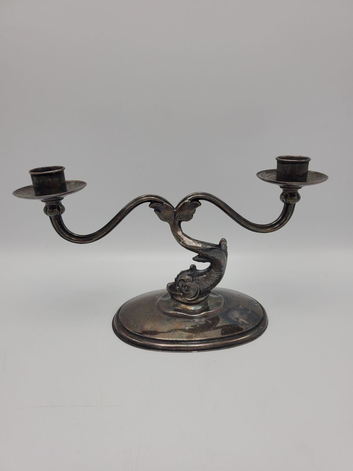 Silverplate 2-Arm Vintage Fish Candelabra
