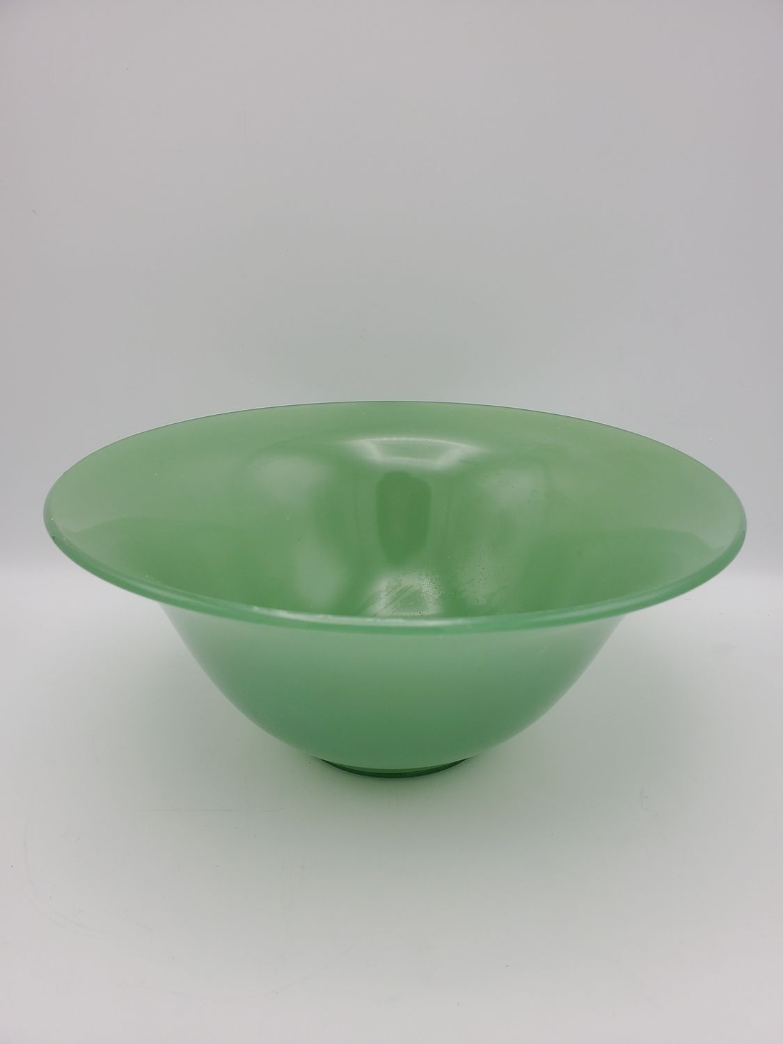 Vintage Satin Green Glass Flared Serving Bowl