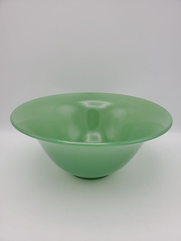 Vintage Satin Green Glass Flared Serving Bowl