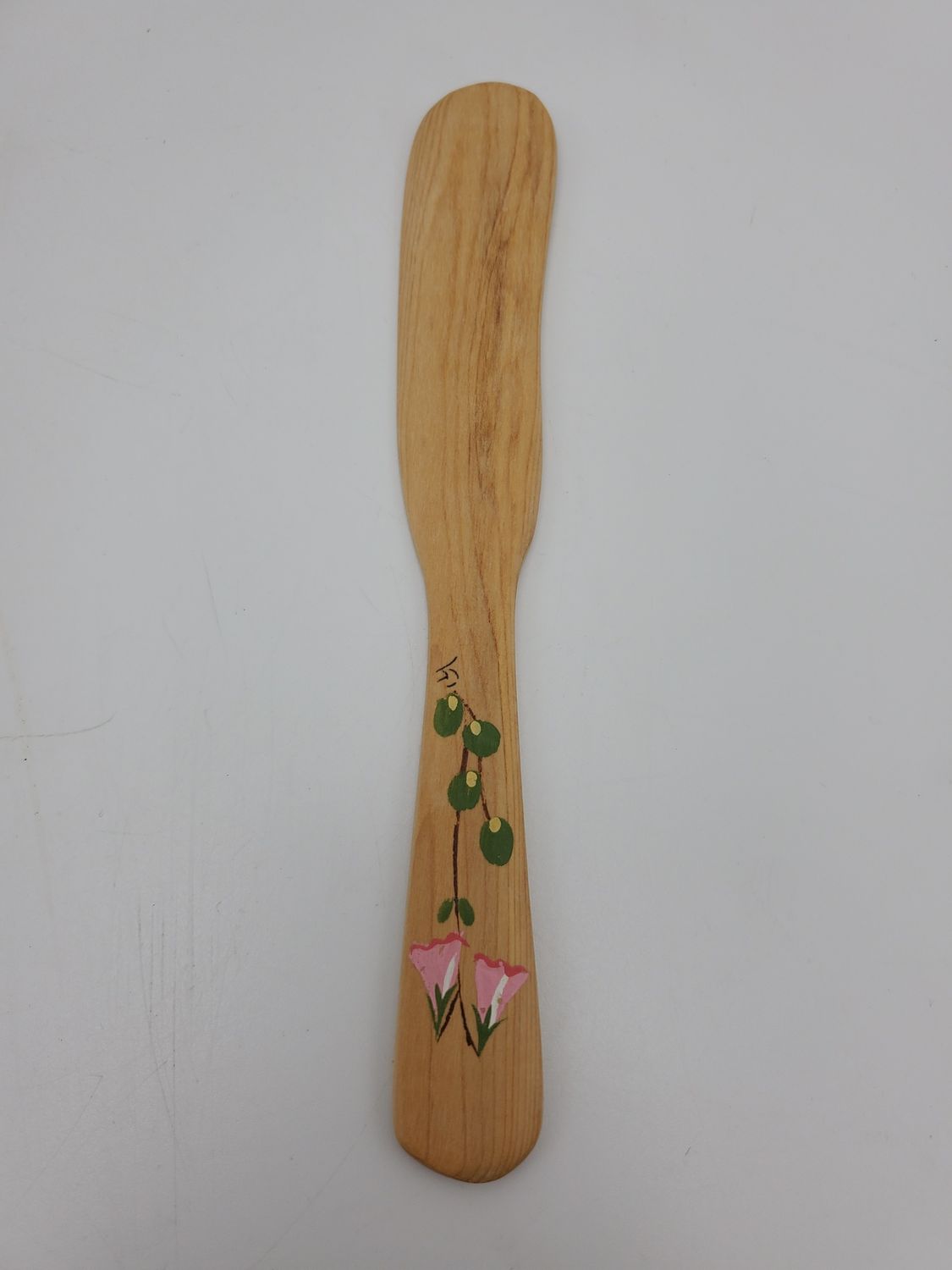 Hand painted flower wood butter knife