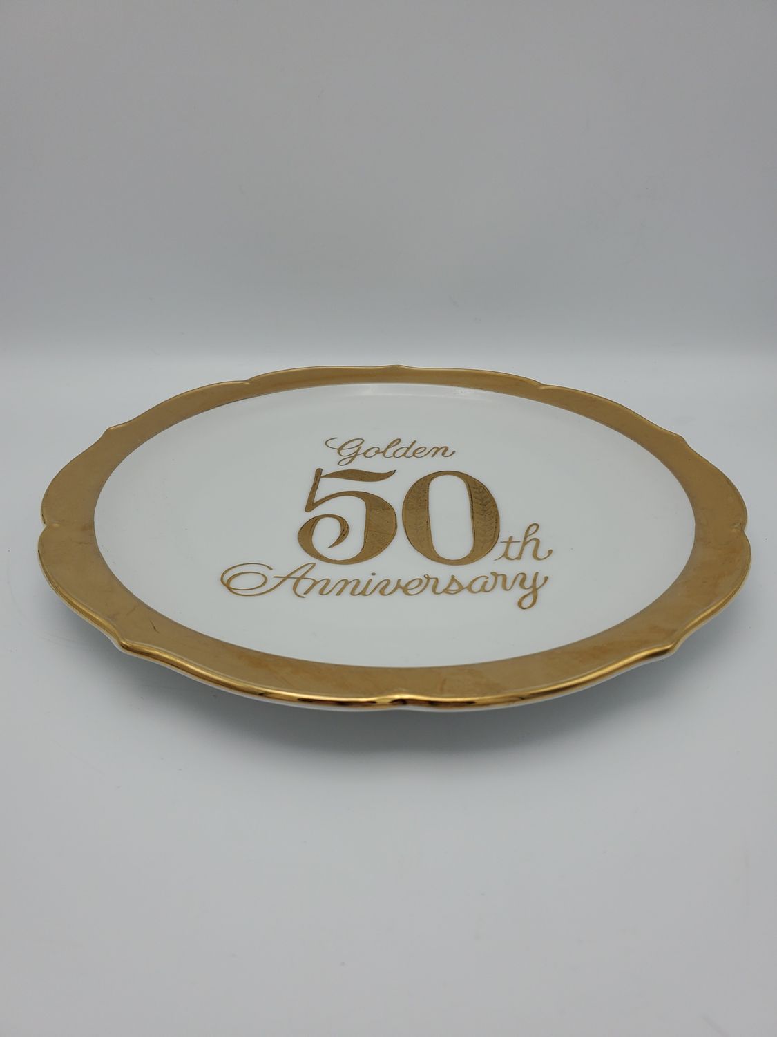Hand Crafted in Japan Gilt Rim 50th Anniversary Commemorative Plate