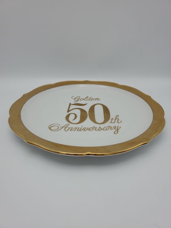 Hand Crafted in Japan Gilt Rim 50th Anniversary Commemorative Plate