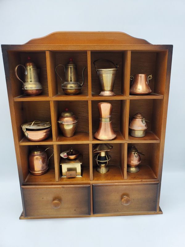 Vintage Miniature Copper &amp; Brass Kitchenware Display